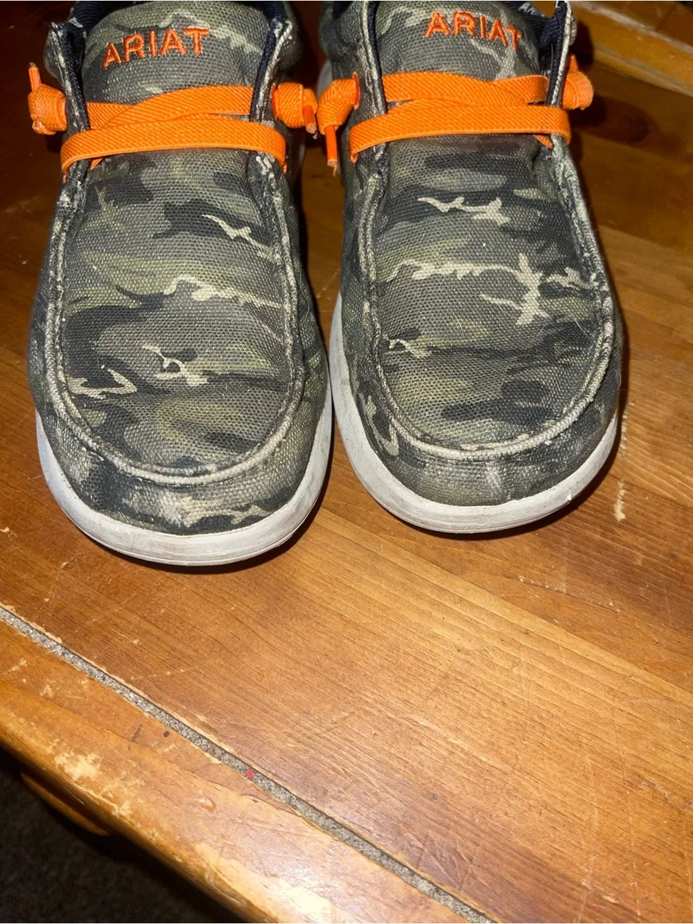 Ariat Mens Camo Slip-On Sneakers with Orange Accents